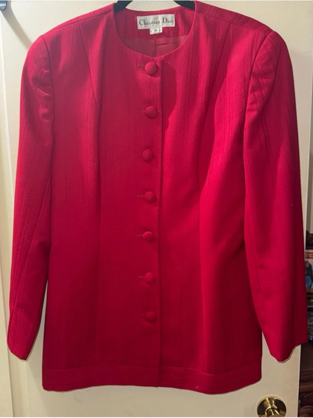 Dior Women’s Red Round-Neck Button Jacket